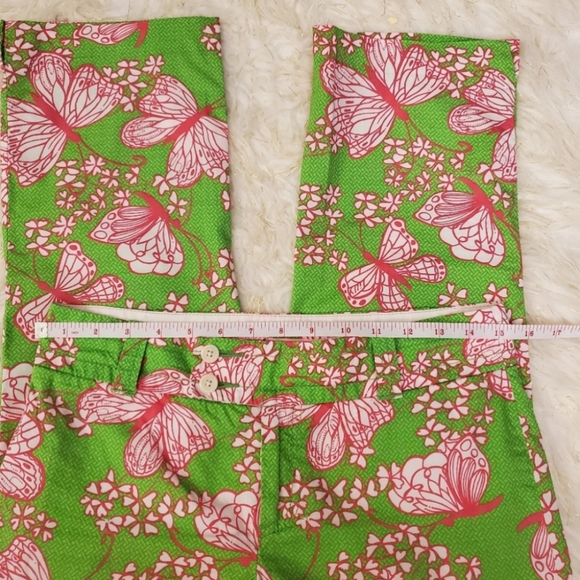 Lilly Pulitzer Green Cropped Pants Butterfly Design Size 2 - Picture 4 of 6